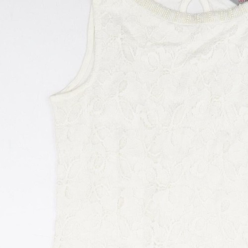 Dorothy Perkins Womens White Floral Viscose BlendTank Size 6 - Picture 6 of 12