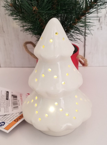 2024 Target Bullseye 6" Ceramic LED Lit Christmas Tree Figurine White NEW - Picture 3 of 4