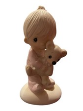 Precious Moments  Jesus Loves Me  Figurine Religion Porcelain Teddy Bear