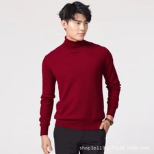 New Men Cashmere Sweater Solid Color Knitted Turtleneck Pullover Bottoming Shirt