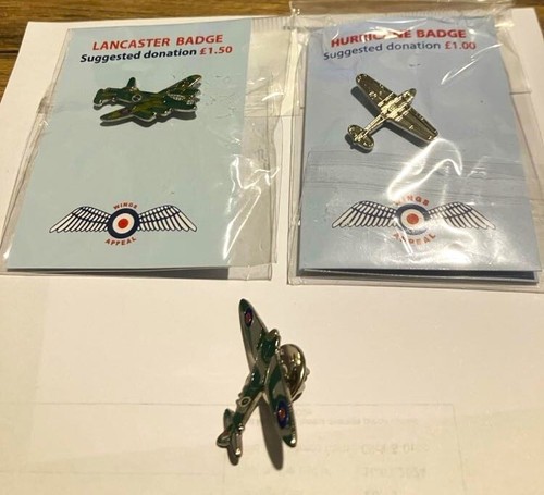 3 x RAF Verband RAFA Emaille Wohltätigkeitsabzeichen Hurricane Spitfire Lancaster