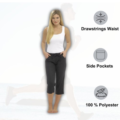 Ladies Linen Cropped Trousers Womens 3/4 Length Shorts UK Size 10 12 14 16 18 20 - Picture 13 of 13