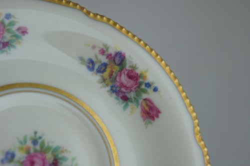VINTAGE CASTLETON ROSE GOLD BEADED RIMS SMALL PLATE 6 1/4'' PAIR - Picture 9 of 12
