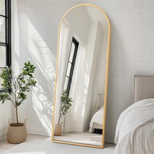 Arched Full Length Full Body Mirror Thin Frame 3 Mount Type Stand/Hang/Leaning