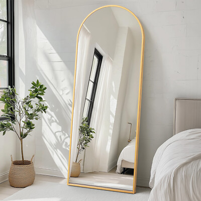 Arched Full Length Full Body Mirror Thin Frame 3 Mount Type (Stand/Hang/Leaning)