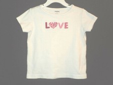 Gymboree Girls Size 4 Shirt White With "LOVE" Applique Rhinestones Short Sleeves