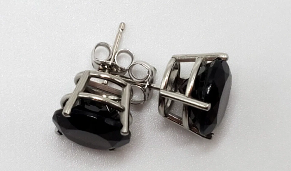 New Genuine 10mm Round Smokey Quartz 14KWG Stud Earrings W/ Butterfly Backs - Image 3 of 4