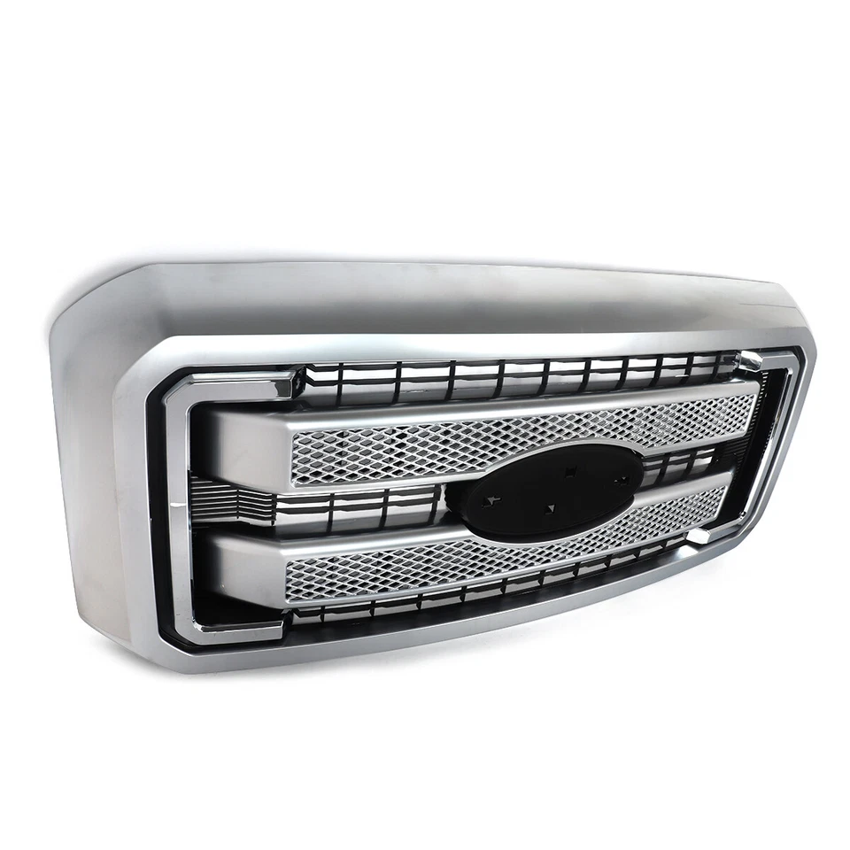 Satin Aluminum Platinum Grille Assembly For 2011-2016 Ford F250 F350 Super Duty Foto 2 de 4