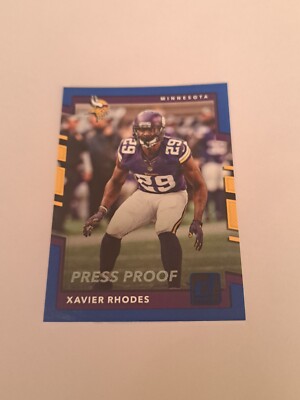 Xavier Rhodes Muthead 2017 Donruss Football #46 Xavier Rhodes Press Proof Blue In Toploader ...