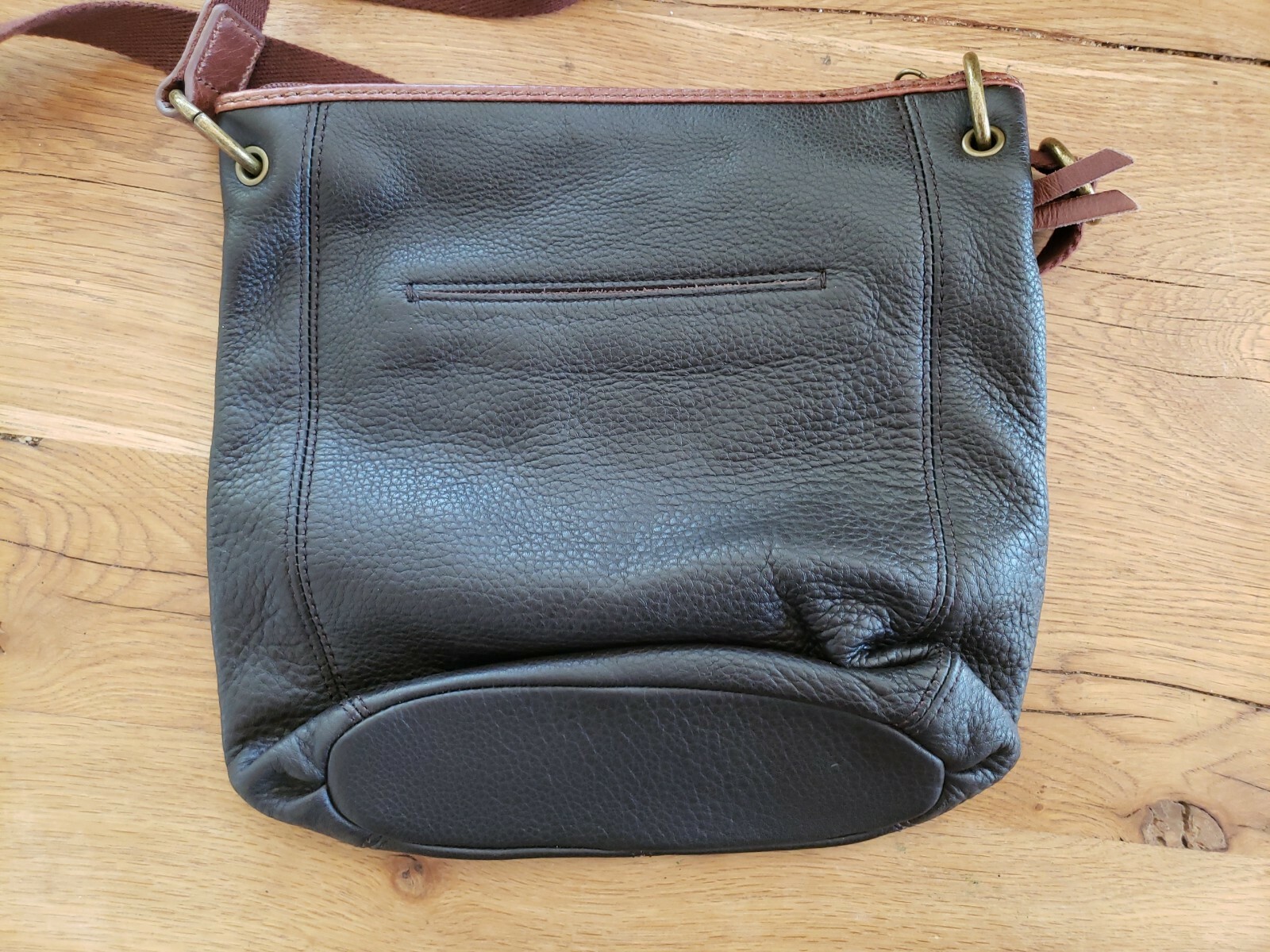 THE SAK Iris BROWN Leather Shoulder Crossbody Bag zip Gem