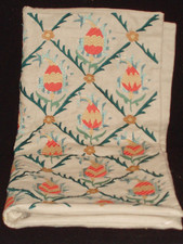POTTERY BARN Linen Cotton CREWEL EMBOIDERED Square Zippered PILLOW COVER SHAM