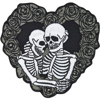 "Totenkopf AufnäHer Biker Patch \"Liebenden Skelette\" BüGelbild Skull Applikation"