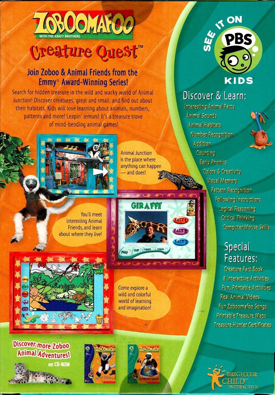 Zoboomafoo Creature Quest Pc New Boxed Win8 7 XP Animal Facts 