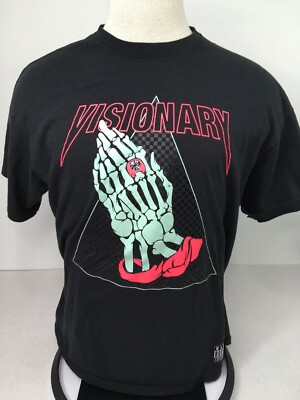 Rocksmith Men s T-shirt Solid Black Visionary Skeleton Hands Size XL