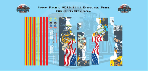 Juego de calcomanías UP Union Pacific SD70 #1111 Employee Pride USA Trains escala G | Zustand: New