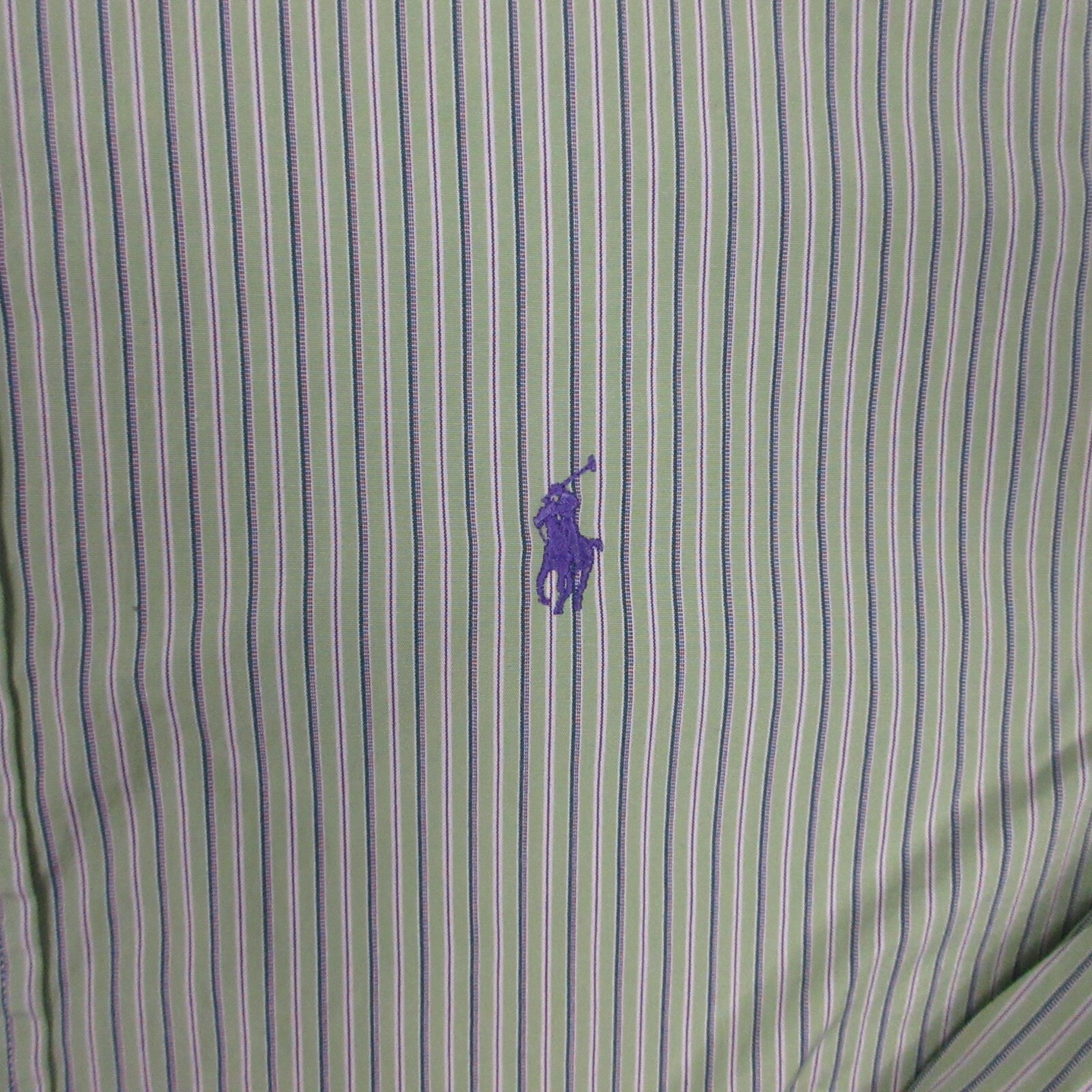 Ralph Lauren camicia uomo grande verde a righe con bottoni viola pony classica