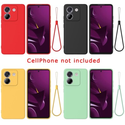 Fits Xiaomi Poco M7 Pro 5G Perfectly: Lightweight Silicone Phone Case w/ Lanyard