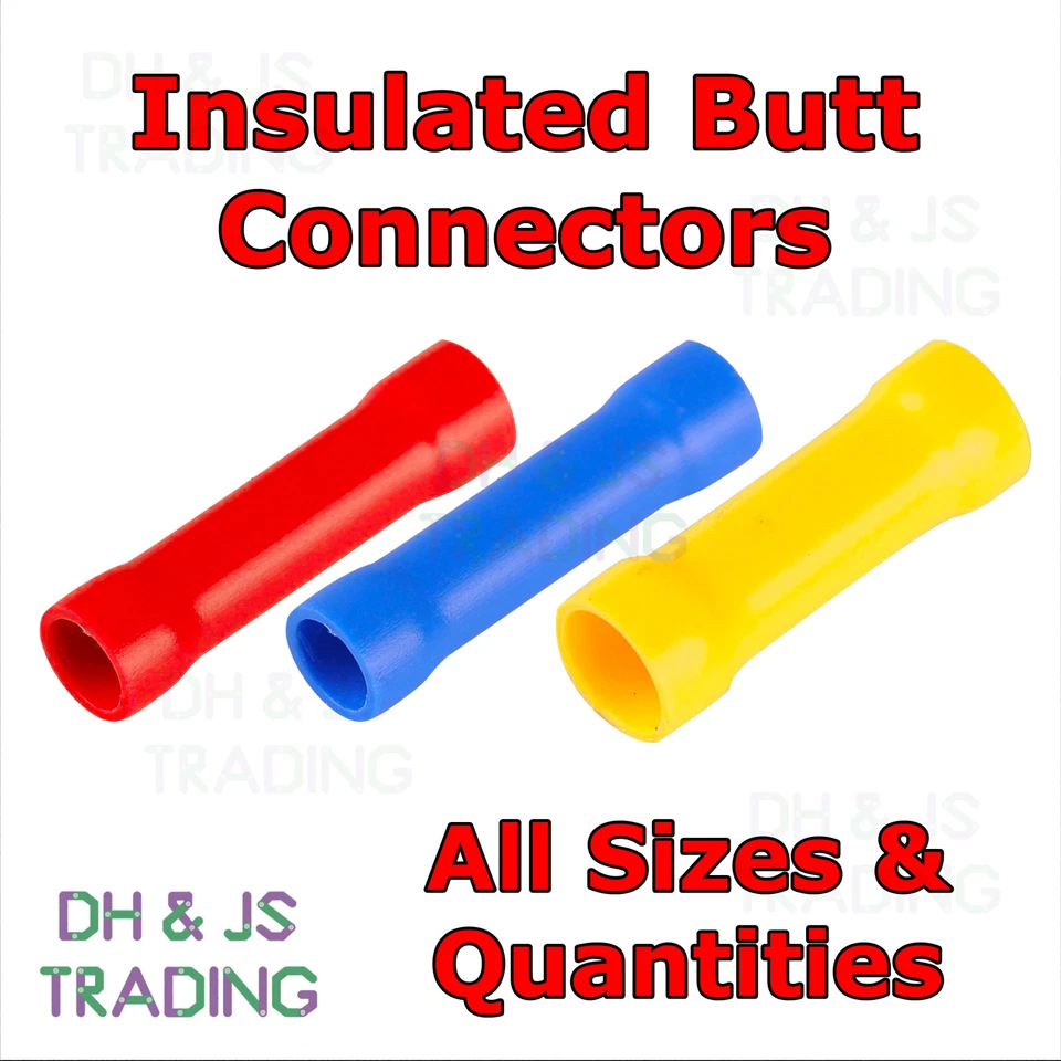 Insulated Straight Butt Connectors Electrical Crimp On Terminals Wire Cable - Image 2 of 4