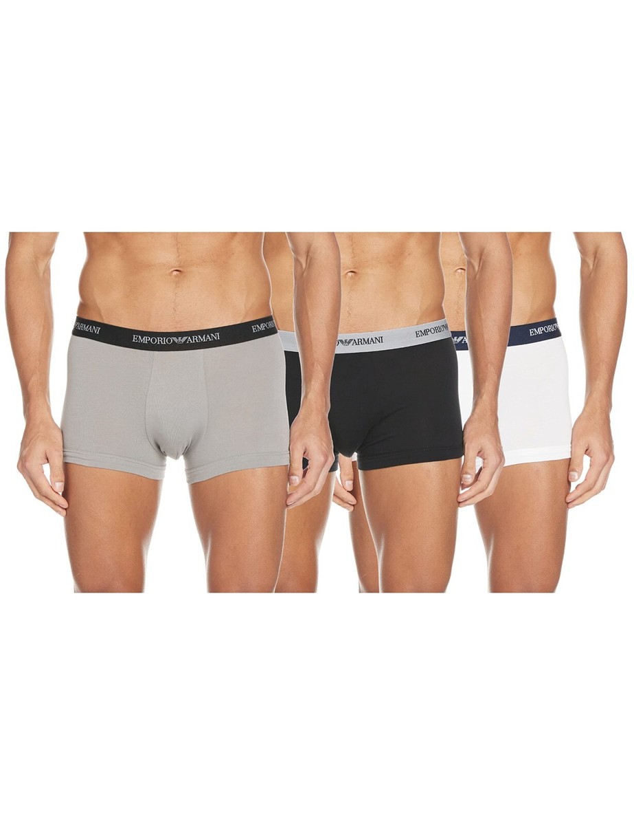 ＂ Emporio Armani Authentic Cc717-111357 3-Pack Trunks White/Black
