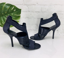 Tory Burch Heels Pump Women's 9 B Blue Leather Croc Strappy Gladiator Zip Up