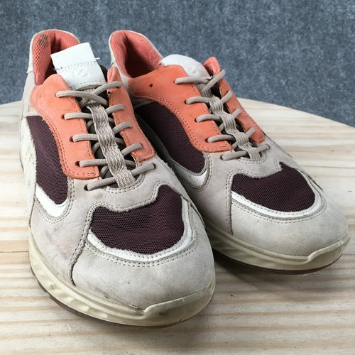 ECCO Shoes Womens 40 Sneakers Beige Fabric Low Top Round Toe Casual Athletic - Picture 3 of 16