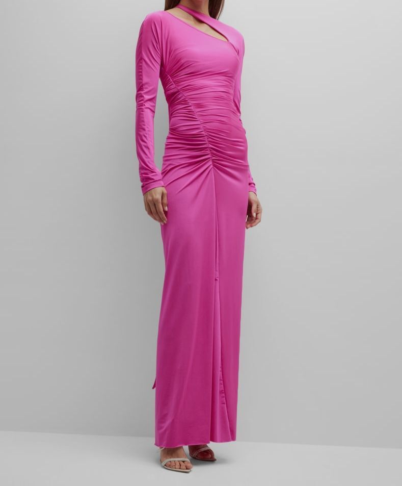 plus size purple dress with sleeves Curveins Plus Size Elegant V-Neck Batwing Sleeve Waist-Hu