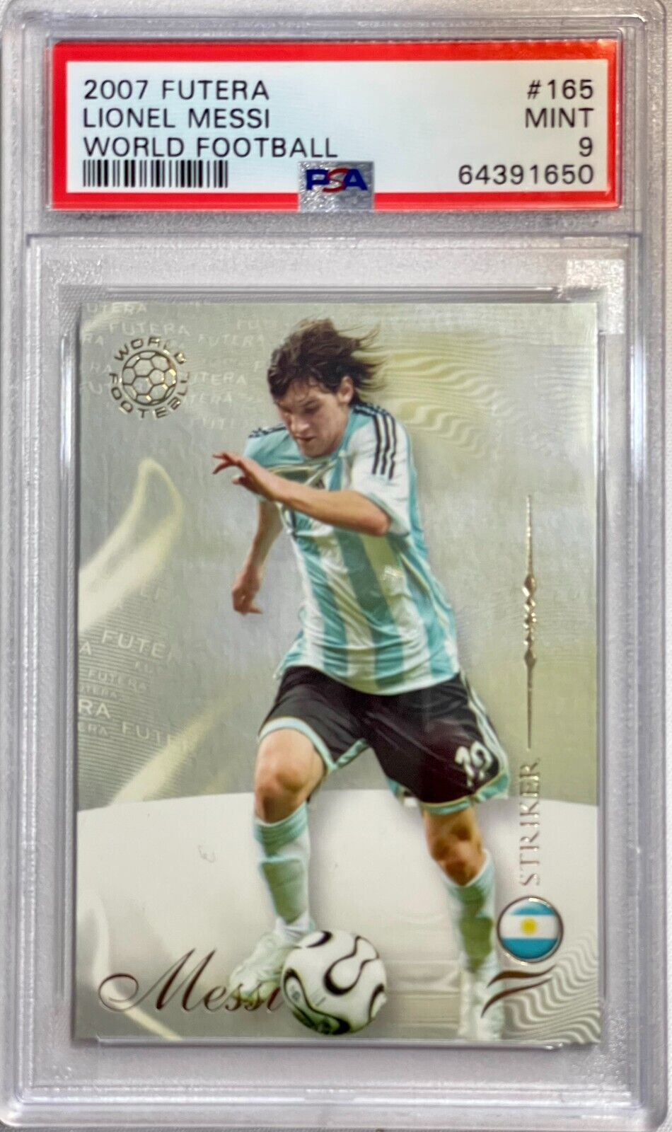 2007 Futera Lionel Messi World Football Soccer #165 PSA 9 Mint LOW POP