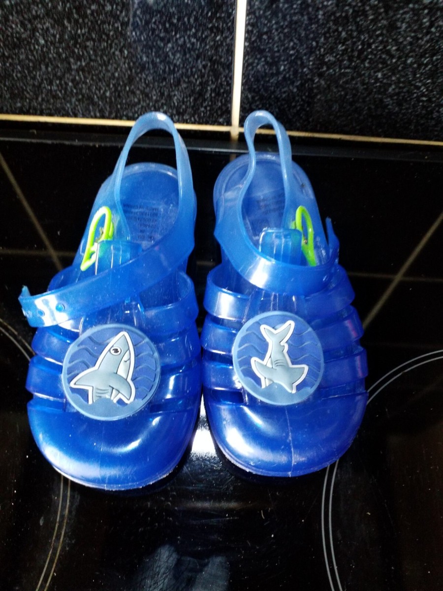 Toddler Boys Blue Shark Jelly Shoea Size UK