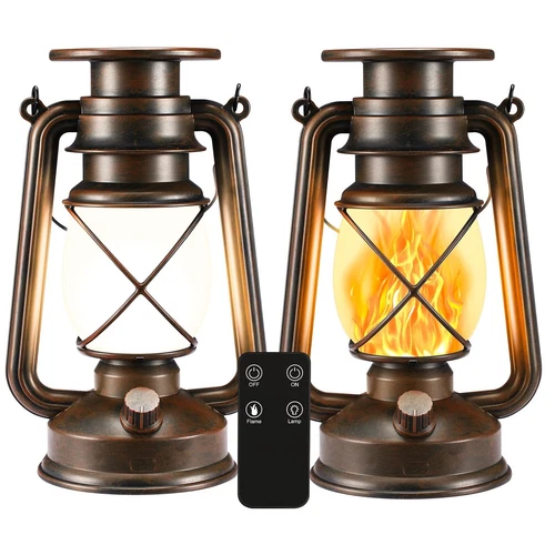 Solar Lantern Outdoor, Hanging Solar Lights Flickering Flame LED Vintage Lant...