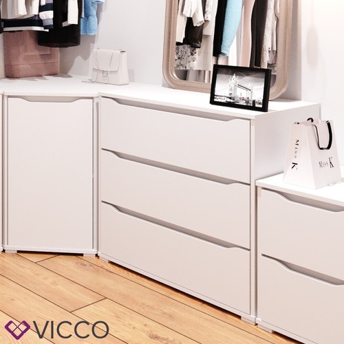 VICCO Comodino RUBEN 3 cassetti 80cm Credenza Armadio multiuso Armadio - Foto 6 di 8