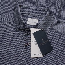 Emanuel Berg NWT Byron Casual Button Down Shirt Sz 42 16.5 L Purple Woven Print