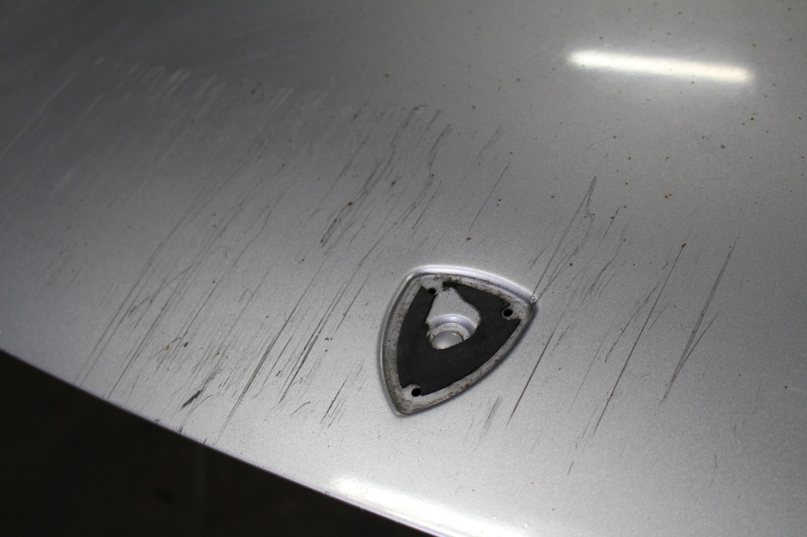04-08 Lamborghini Gallardo, Front Hood, Silver, Fire Dmg, Used, P/N 400823021