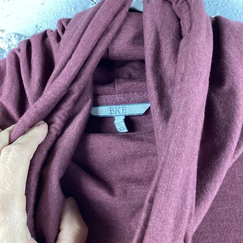 BKE camicia fibbia donna XS pullover collo cappuccio bordeaux felpa tasca anteriore - Foto 3 di 10