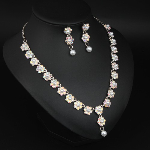 Vintage Women Crystal Rhinestone Choker Necklace Earrings Jewelry Set Statement - Picture 18 of 37