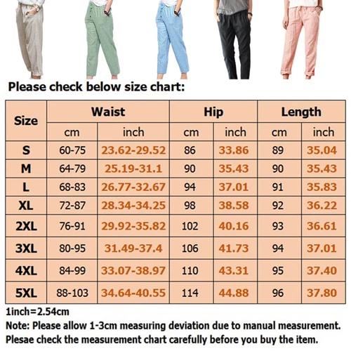 Ladies Lounge Elastic Waist Pants Women Beach Baggy Cropped Straight Loose Fit - Picture 3 of 23
