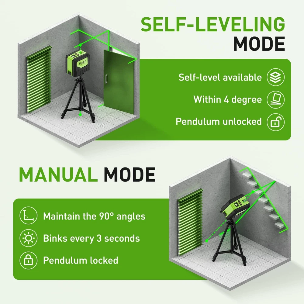 Laser Level with 2 Plumb Dots - Plumb Laser M-9211g Green Self Leveling Laser...