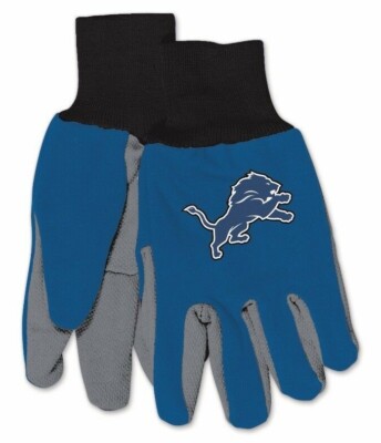NWT NFL Detroit Lions No Slip Gripper Utility Work Gloves W/ Team Logo NEW!