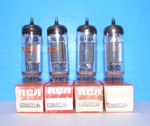 ECL84 6DX8 NOS RCA radio audio amplifier vintage vacuum tubes 4 valves Britain