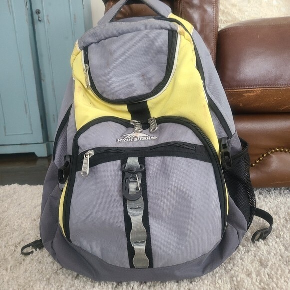 High Sierra Backpack Unisex Durable Organization Yellow Gray