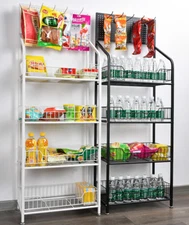 4 Tier Retail Display Rack Snack Display Organizer Snack Rack Stand with Hooks