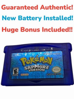 Pokemon Sapphire GBA Gameboy Advance AUTHENTIC-New Battery-Tested  +Bonus!!