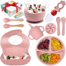 Silicone Baby Feeding Set, 10 Pcs Baby Weaning Supplies BPA-Baby Dishes wit...