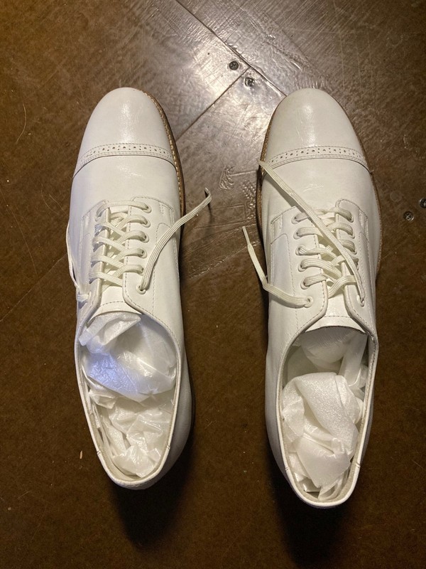 Stacy Adams Madison cap toe men's white oxford, size 10D