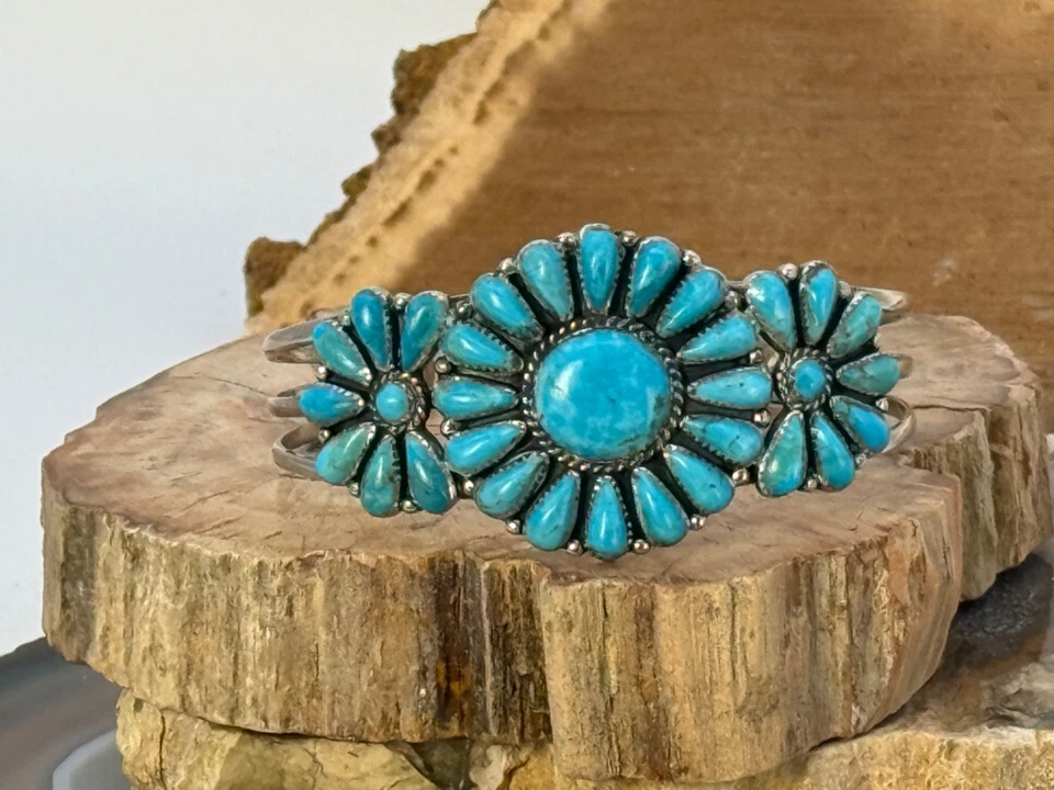 Brazalete Turquesa Punta Aguja Nativa del Suroeste De Colección--NLB25.19 Foto 2 de 4