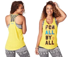 Zumba For All Tank Top - Sunrays Yellow ~ L &  XL ~ New! Free Ship!