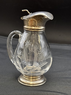#ad Vintage Frank Whiting Sterling Silver amp; Etched Glass Syrup Pitcher $75.00