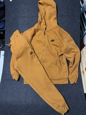 Nike Mens Full Sweatsuit Fleece ZipUp Hoodie Joggers Sweatpants Mustard Yellow L