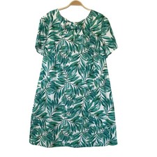Tommy Hilfiger Tropical Leaf Shift Dress Women 18W Green Short Sleeve Beach NWT