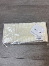 NEW Coach Logo Ear Warmer Headband Womens One Size White Cream Knit Winter NWT