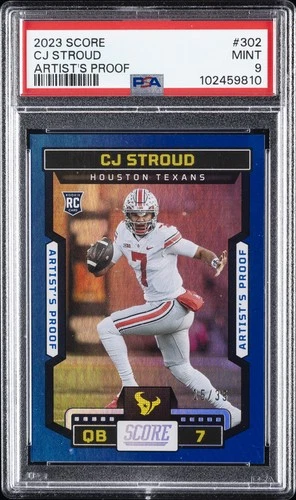 2023 PANINI SCORE ARTIST'S PROOF #302 CJ STROUD ROOKIE RC 15/35 PSA 9